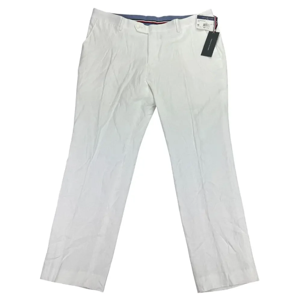 Tommy Hilfiger Mens Modern Fit 100% Pure Linen Suit Pants White 38x29